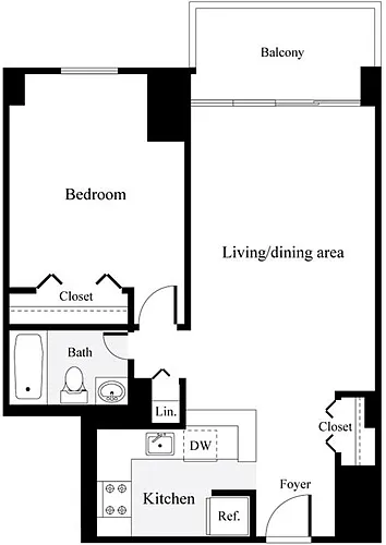 Floor plan 1 Bedroom E