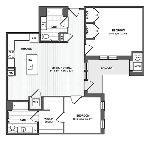 Floor plan 2Bed/2Bath-B11