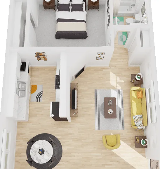 1x1 Floorplan Diagram