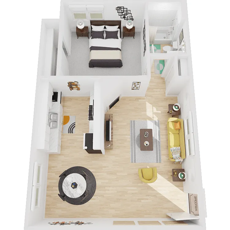 1x1 Floorplan Diagram - North Park Properties