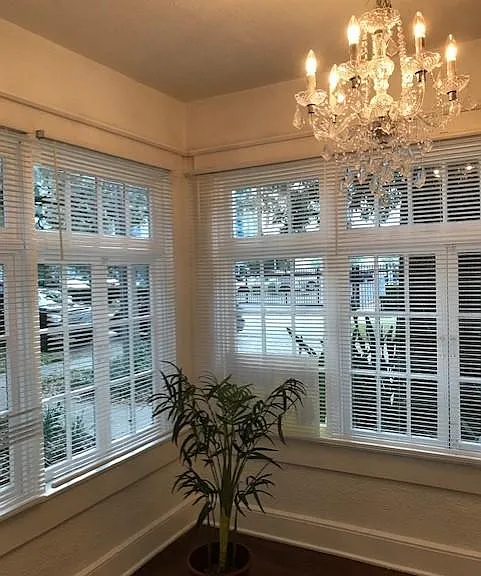 Florida Sun Room with crystal chandier at front entrance