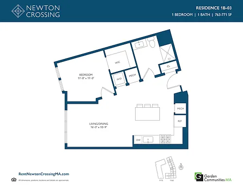 Floor plan One Bedroom Apartment 1B-03
