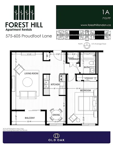 Floor plan 1A 1 Bed 1 Bath 4