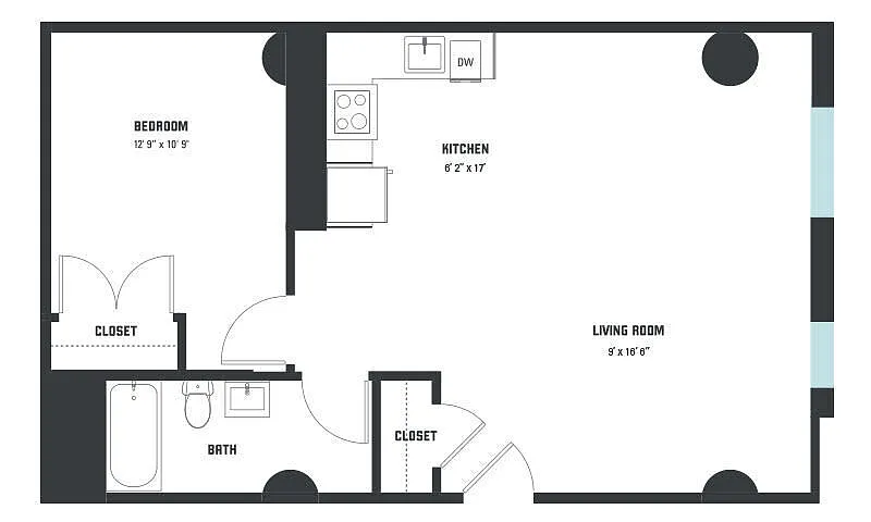 Floor plan A17 One Bedroom