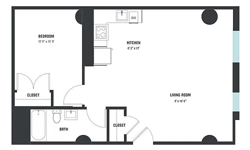 Floor plan A17 One Bedroom