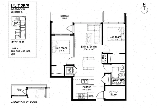 Floor plan 2 Bed + Flex + 1 Bath
