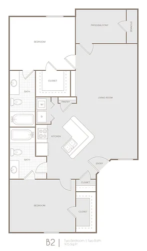 Floor plan Cottonwood 2 Bed 2 Bath