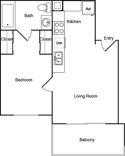 Floor plan 1 Bedroom BB