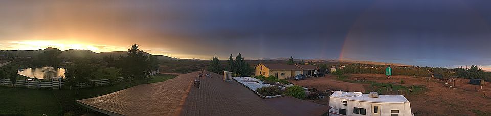 Off roof of main house