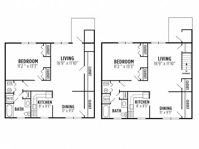 Floor plan 1 bedroom, 1 bath A