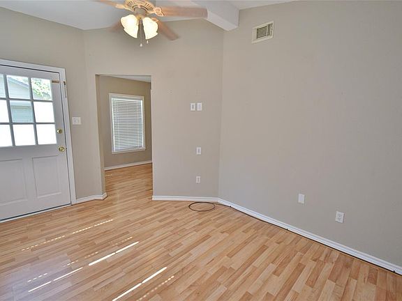 Living room area and door.