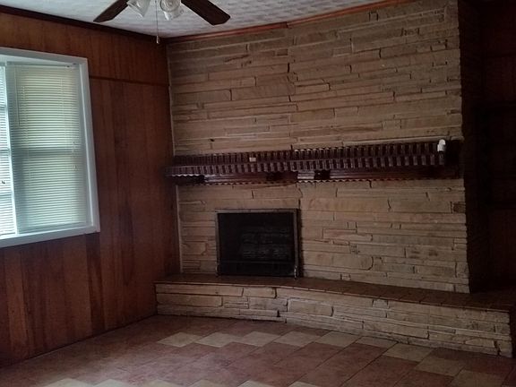 Fireplace in sunken den