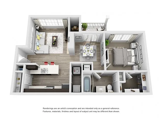 Floor plan Cherokee (837 SF)