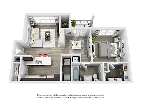 Floor plan Cherokee (837 SF)