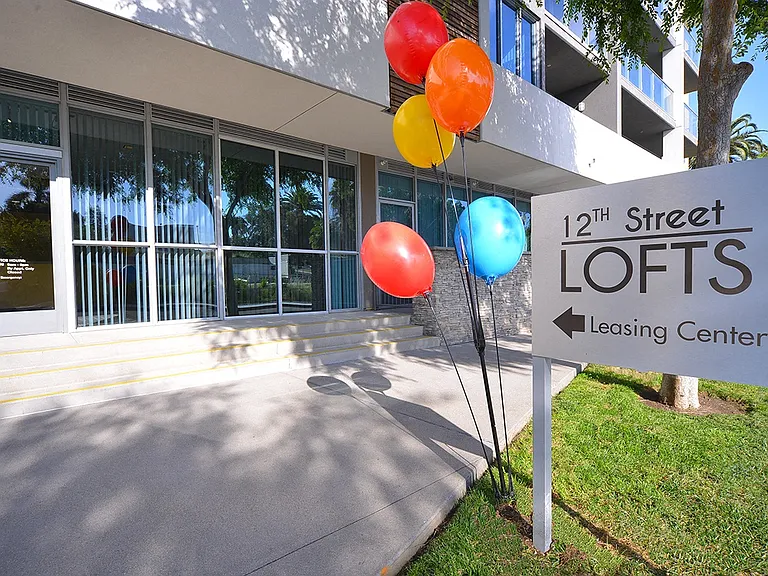 Lobby and leasing center enterance to 12th Street Lofts in National City, California.