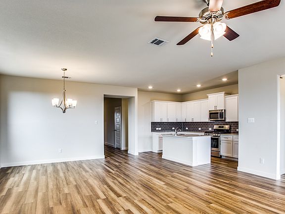 Open kitchen and dining area