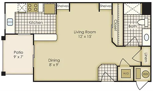 Floor plan Studio 1S1A-3S1A