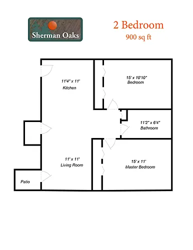 Floor plan 2 Bed 1 Bath w/ 2 Car Garage