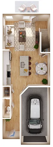 Floor plan B1 Two Bedroom / Two and a Half Bath Townhome w/Ga