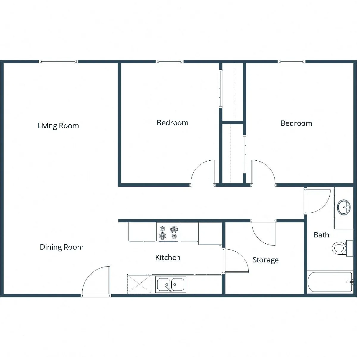 Floor plan Two Bedroom 21B