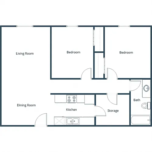 Floor plan Two Bedroom 21B
