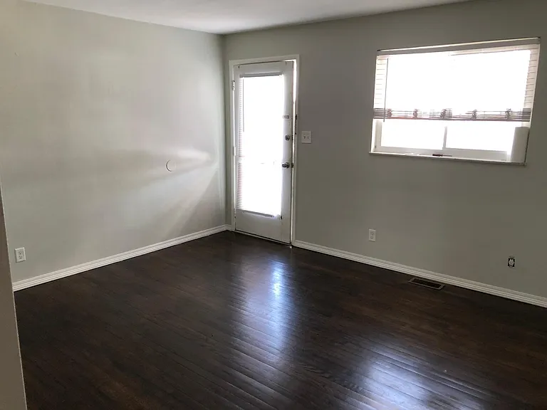 View of front door from the living room