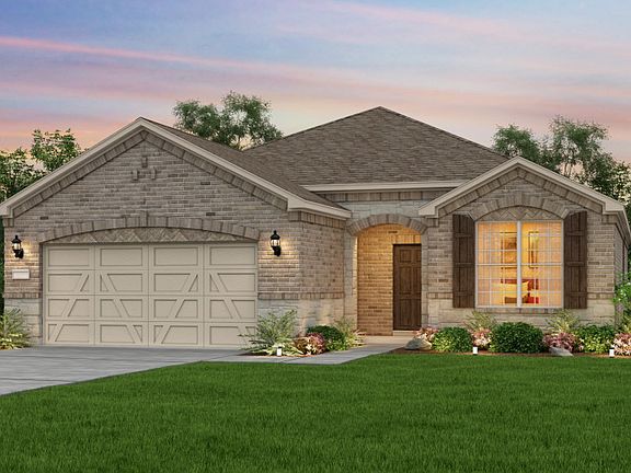 Exterior D, the Martin Ray with stone accents, shutters, and 2-car garage