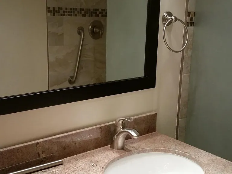 New Granite Counters in bathrooms and new custom cabinets