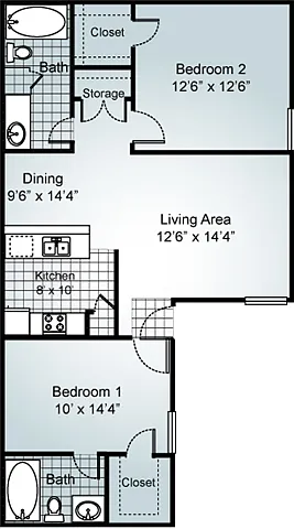 Floor plan 2 Bedroom 2 Bathroom