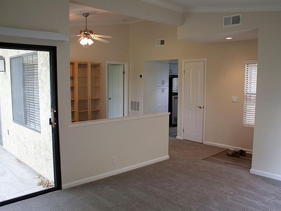 View from living room to dining room and kitchen