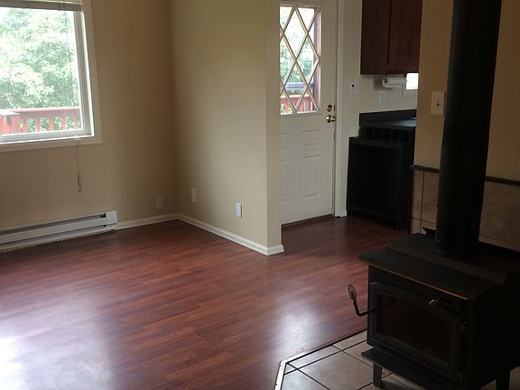 Living room with wood stove