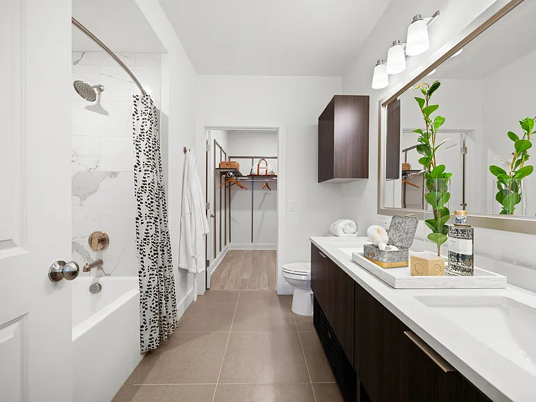 Spa-inspired bathroom with ample storage space