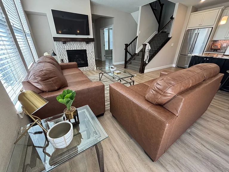 New leather sofa and loveseat
