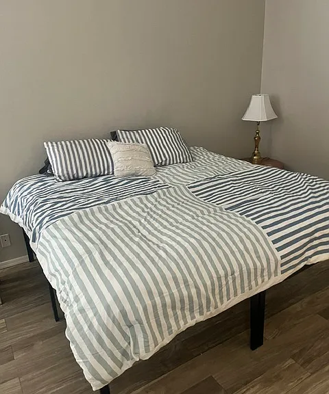 King size bed in master bedroom