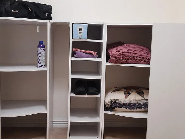 Master bedrooms custom closet.