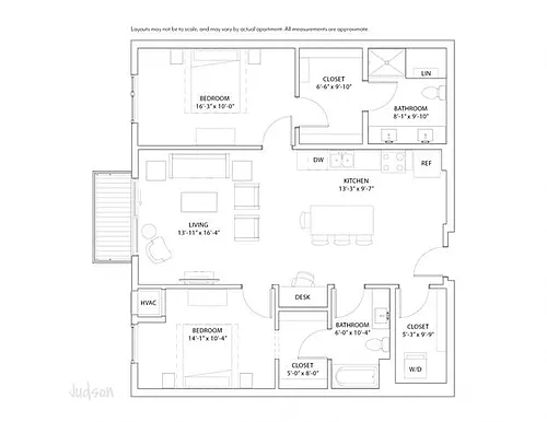 Floor plan 2 Bed 2 Bath Judson