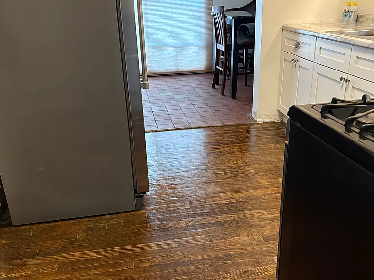 Kitchen view from the side door entryway.