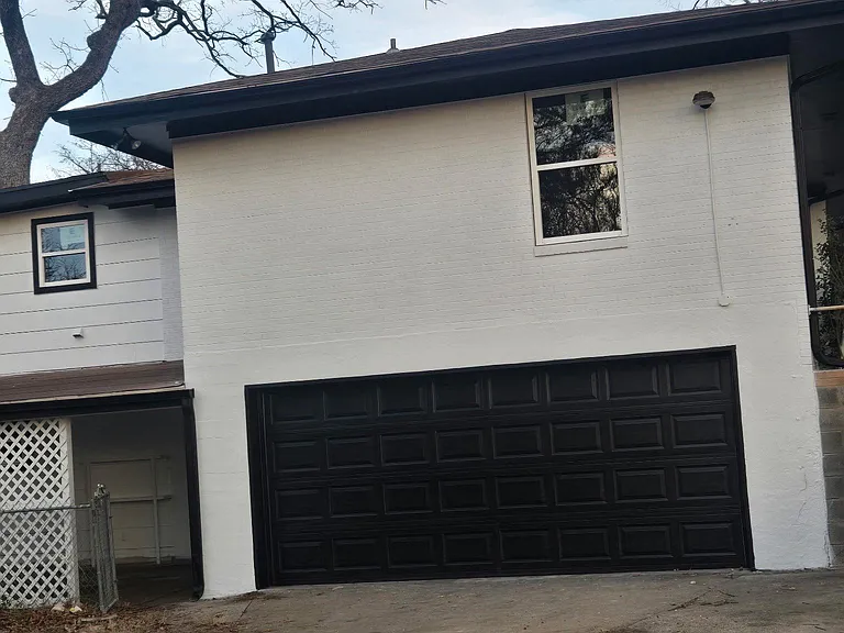 Side entry 2 car garage with work
shop