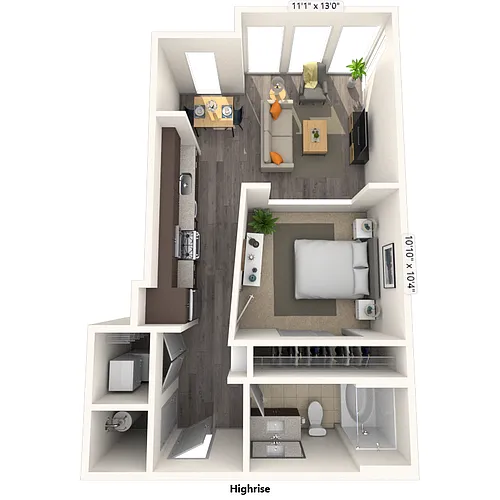 Floor plan Studio 0x1 590-645 SF