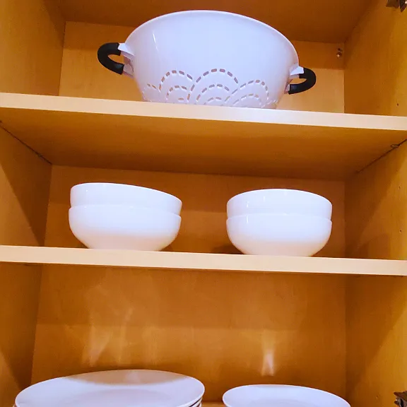 Includes plates, bowls, and full set of utensils.