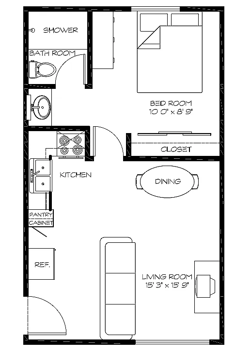 Floor plan 1 Bedroom 1 Bath