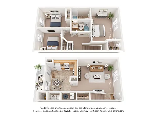 Floor plan Three Bedroom Townhome