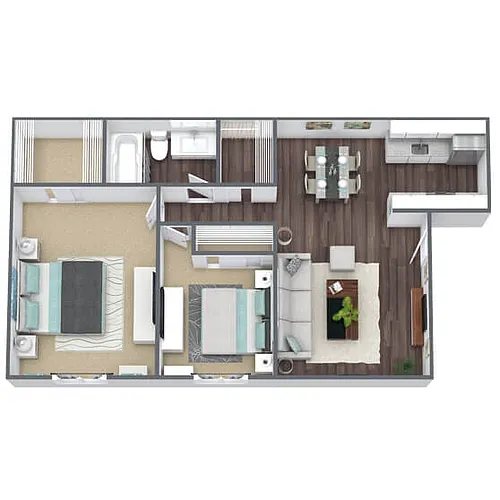 Floor plan B1: 2 Bed 1 Bath