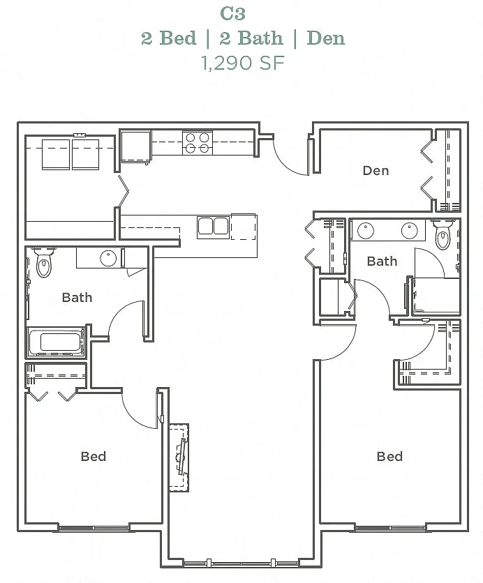 Floor plan Two Bedroom C3