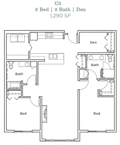Floor plan Two Bedroom C3