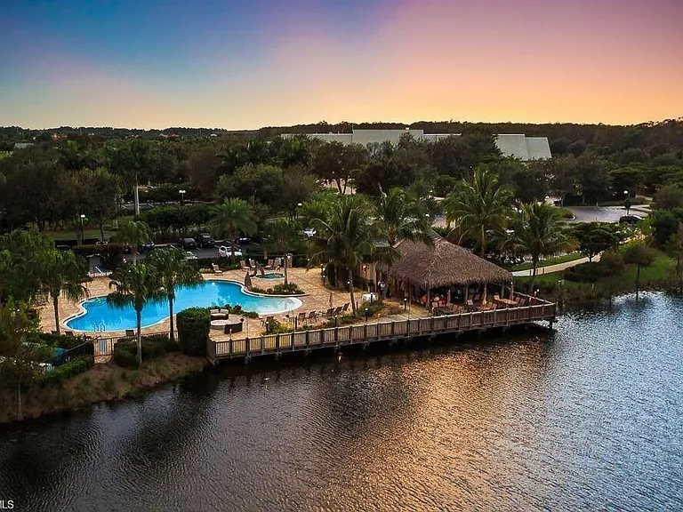 Community pool with tiki lounge
