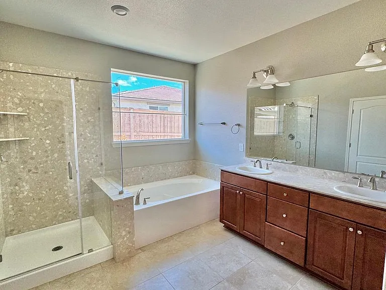 Primary bathroom with walk in closet