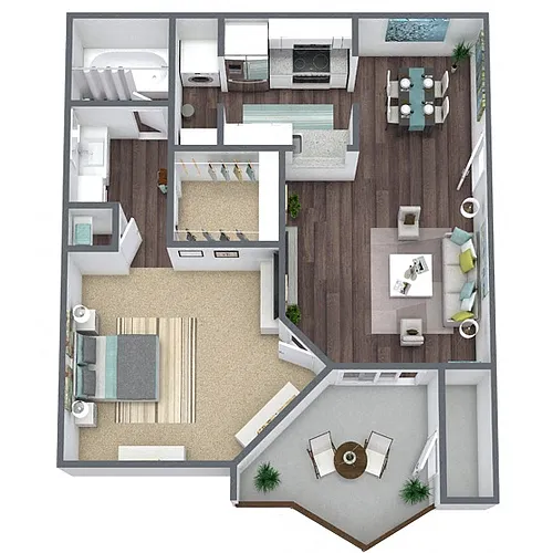 Floor plan A1: 1 Bed 1 Bath