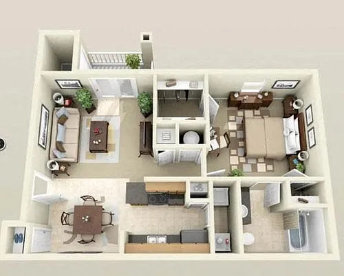 Floor plan Beach Facing 1 bedroom