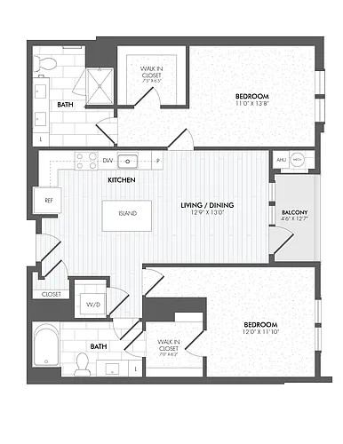 Floor plan 2 Bed/2 Bath-B1A